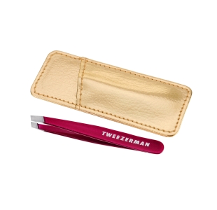 Fuchsia Mini Slant Tweezer with Gold Case